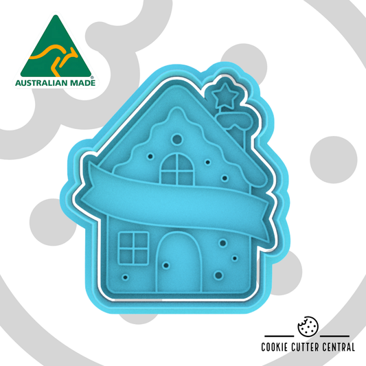 Gingerbread House (Add your own name) Cookie Cutter and Embosser - 7cm x 6.3cm