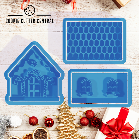 Mini Gingerbread House Cookie Cutter and Embosser Stamp Set