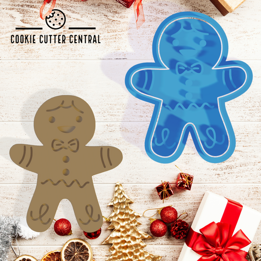 Gingerbread Man Cookie Cutter and Embosser - 9.7cm x 8cm