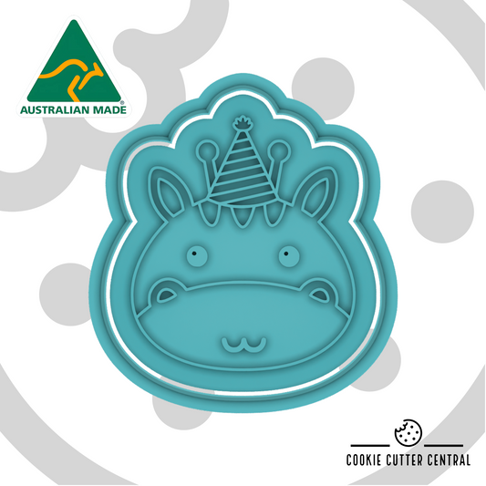 Giraffe with Party Hat Cookie Cutter and Embosser - 7cm x 6.3cm