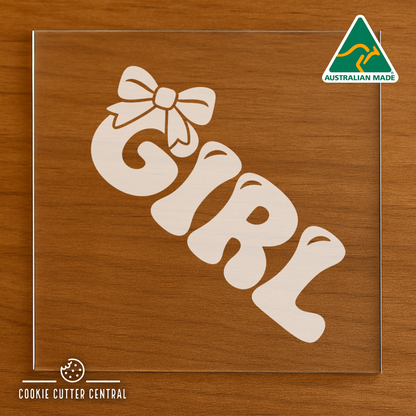 Girl with Bow Cookie Cutter and Acrylic Debosser - 9.5cm x 4.5cm