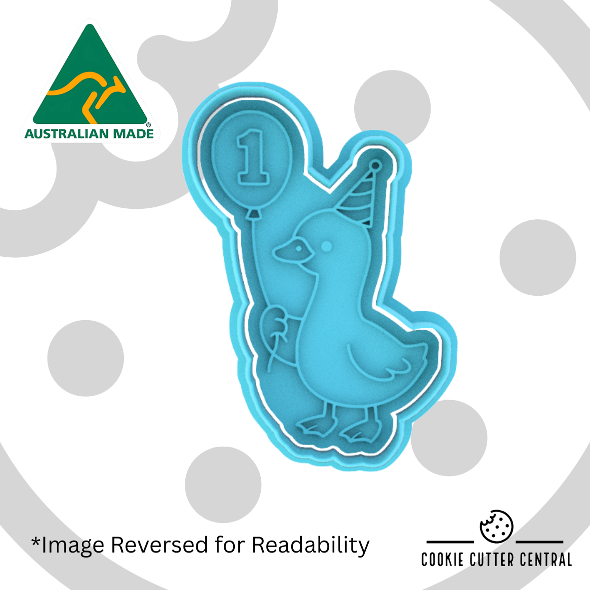 Goose with Number One Balloon Cookie Cutter and Embosser - 9.2cm x 6.2cm