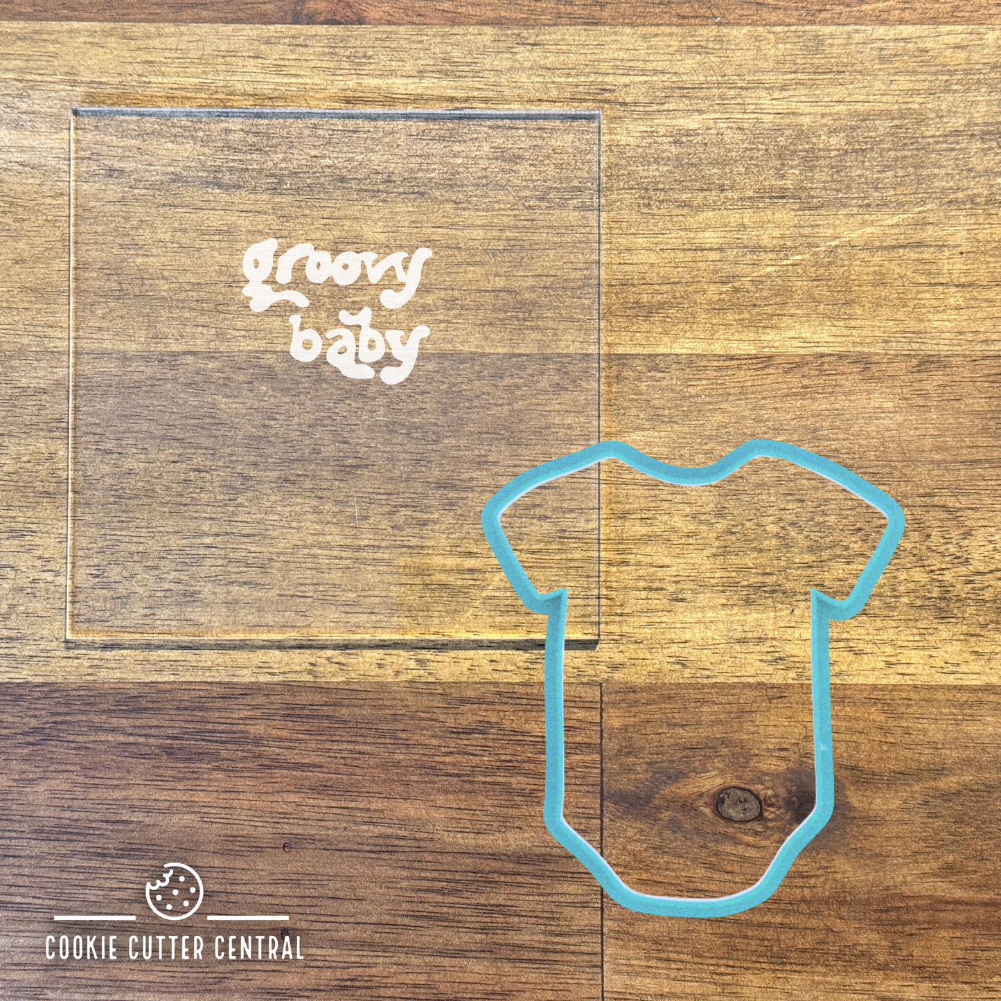 "Groovy Baby" Cookie Cutter and Acrylic Debosser - 8.8cm x 7.6cm