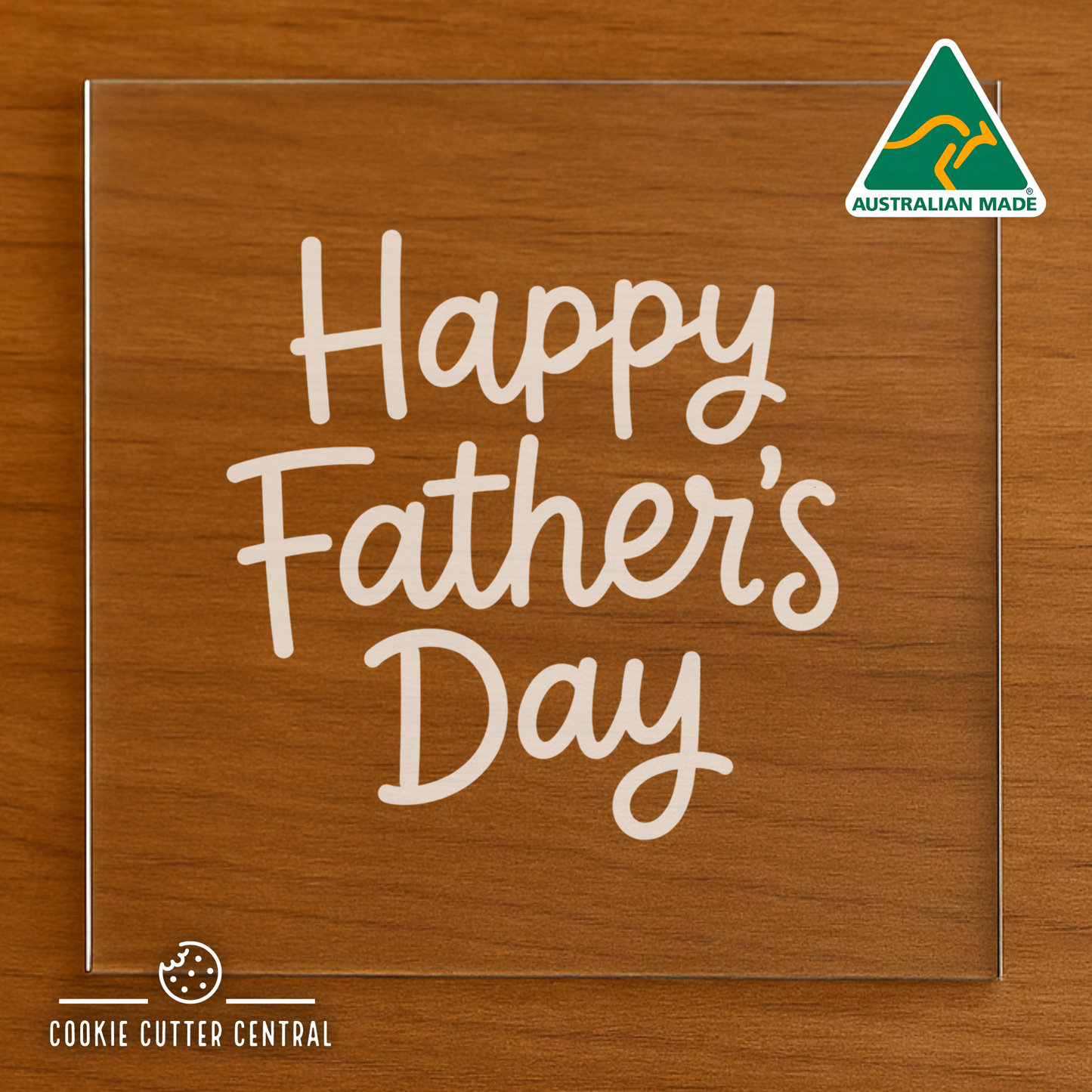 Happy Father's Day Cookie Cutter and Acrylic Debosser - 7.6cm x 7.9cm