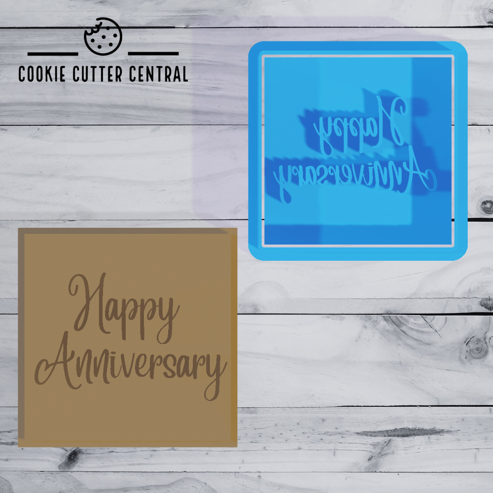 Happy Anniversary Cookie Cutter and Embosser 5.8cm x 5.8cm