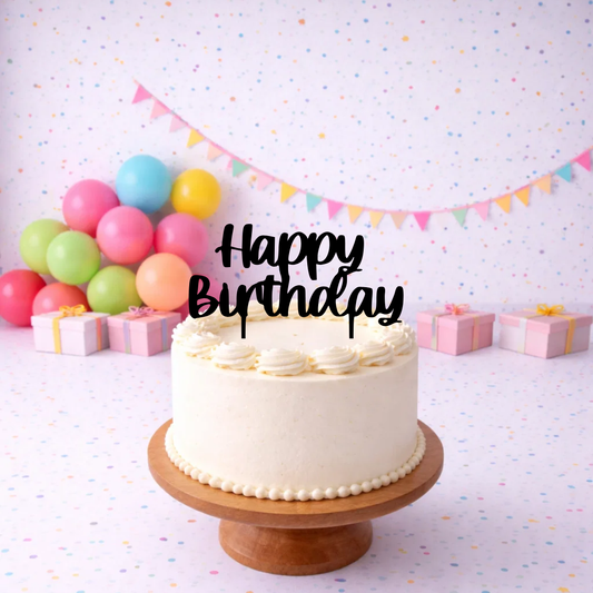 Happy Birthday Cake Topper - Cursive - 15cm