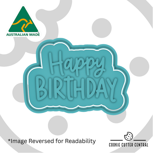 Happy Birthday Cookie Cutter and Embosser 6.3cm - 9.1cm