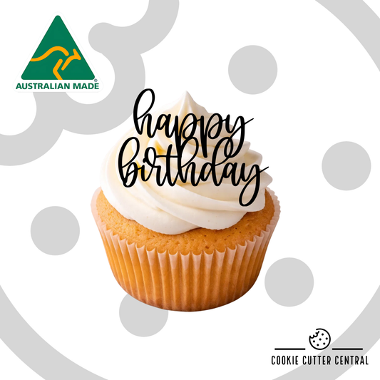 Happy Birthday Cupcake Topper x 6 Pack - 6cm