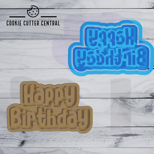 Happy Birthday Cookie Cutter and Embosser 5.1cm x 8.3cm
