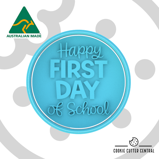 Happy First Day of School Cookie Cutter and Embosser - 7.5cm Round