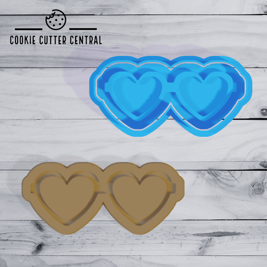 Heart Glasses Cookie Cutter and Embosser - 4.3cm x 9.7cm