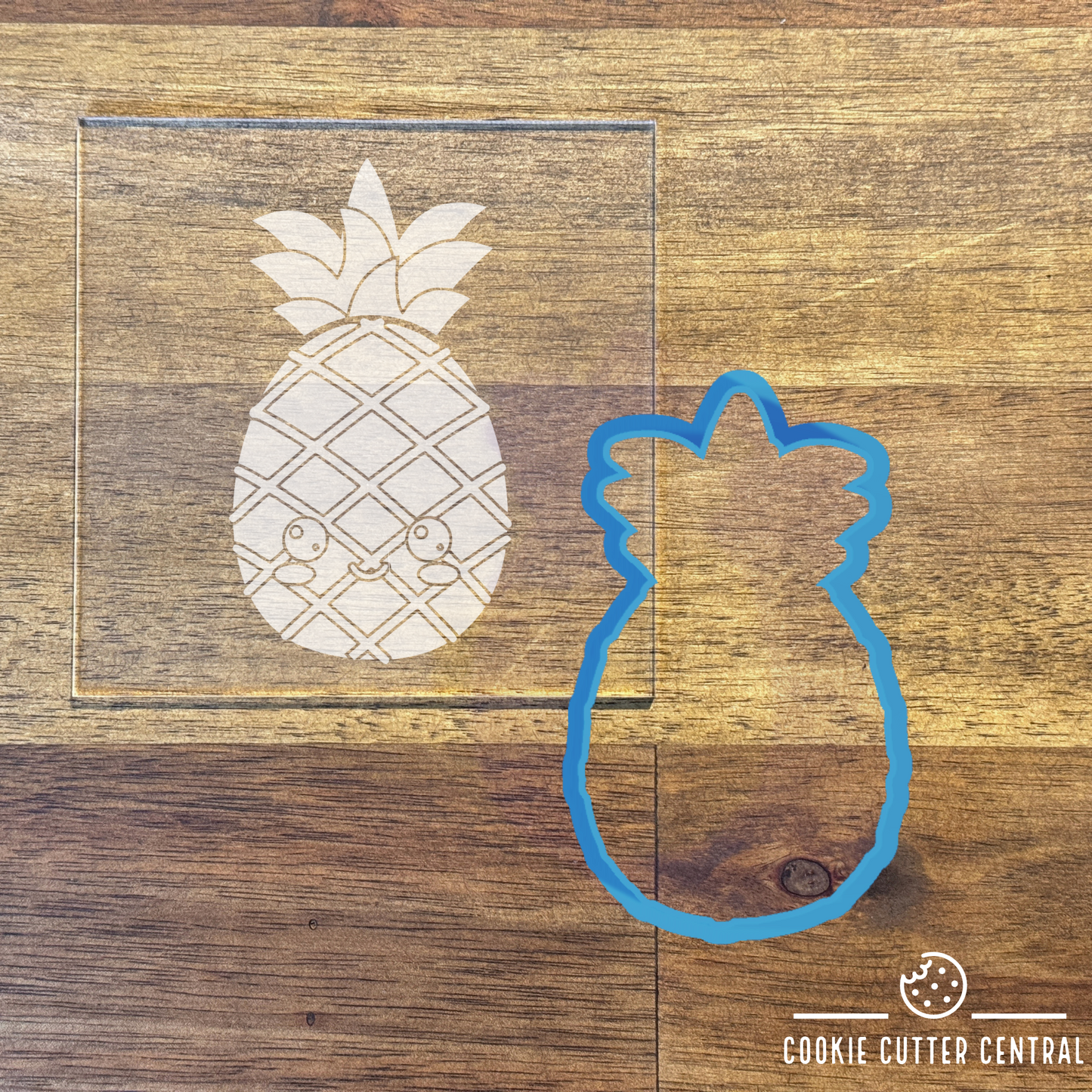 Pineapple Cookie Cutter and Acrylic Debosser - 9.3cm x 5.4cm