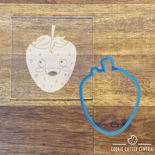 Strawberry Cookie Cutter and Acrylic Debosser - 8.6cm x 6.5cm