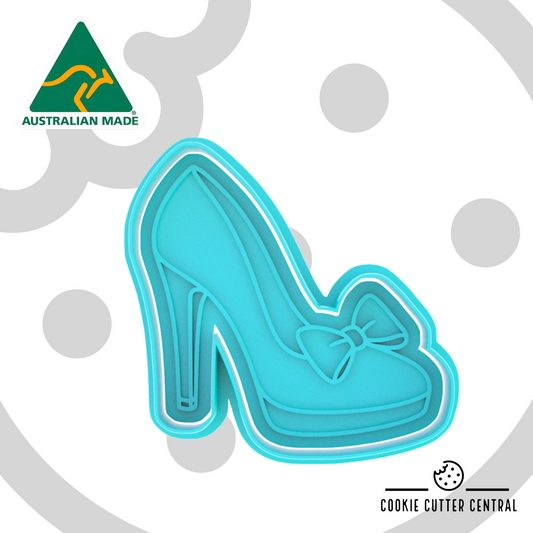 High Heel Shoe with Bow Cookie Cutter and Embosser - 8.7cm x 8.9cm