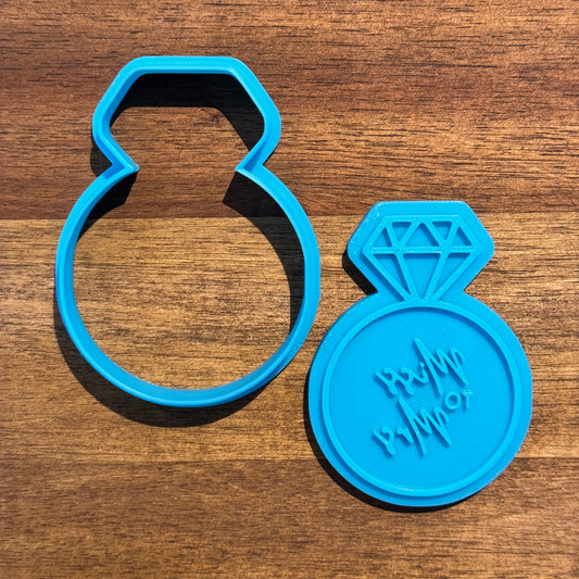 Miss to Mrs Diamond Ring Cookie Cutter and Embosser - 7.9cm x 5.7cm