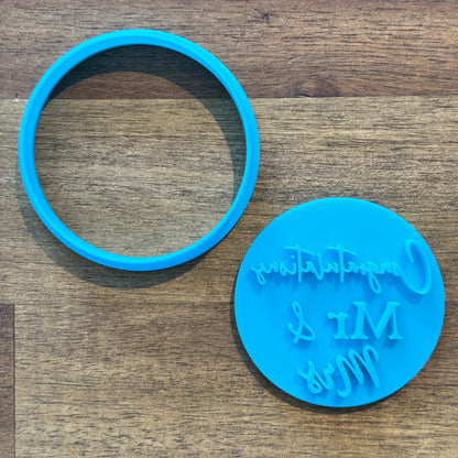 Congratulations Mr and Mrs Cookie Cutter and Embosser - 6.5cm Round