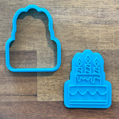 Birthday Cake (Design 1) Cookie Cutter and Embosser - 7.2cm x 5.9cm