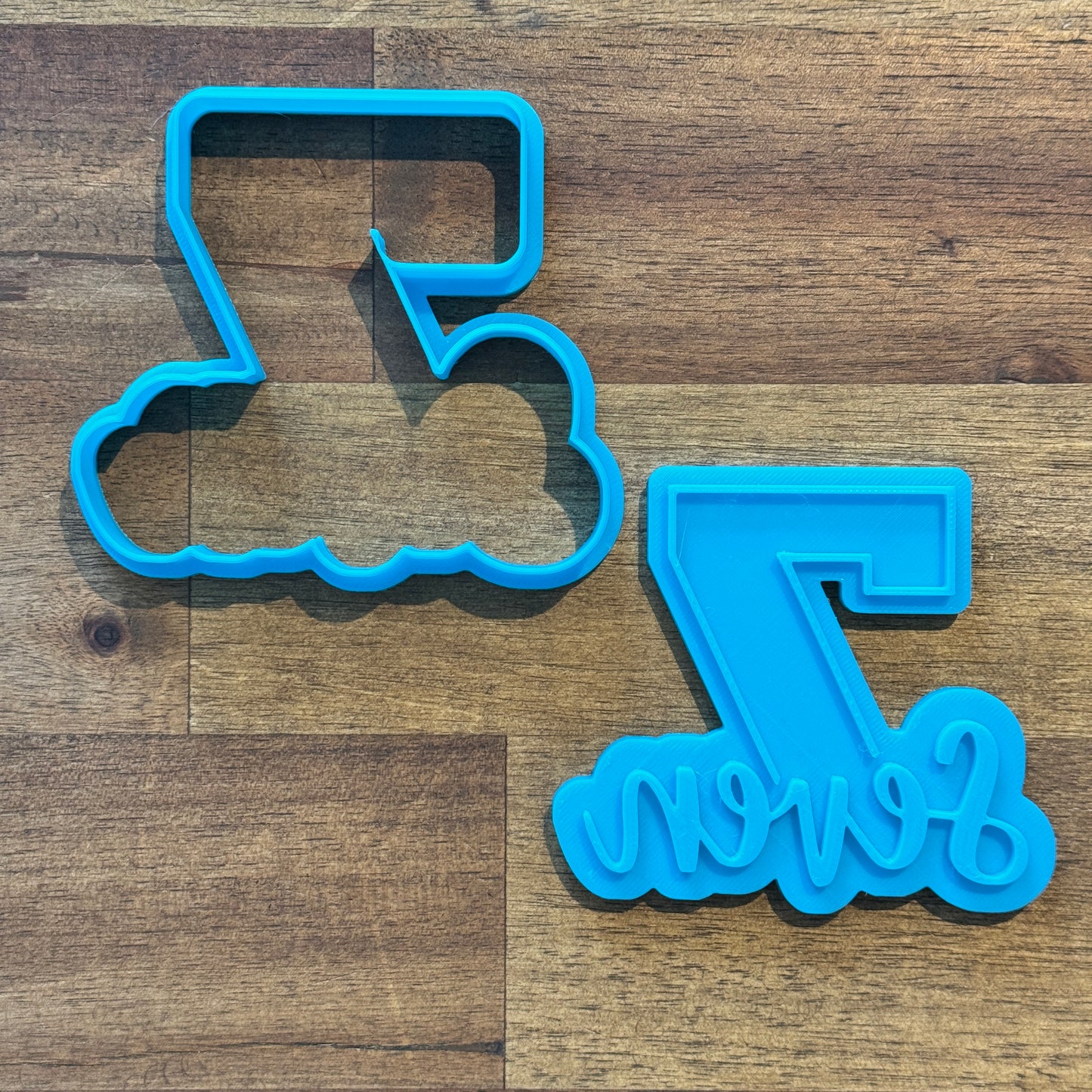 Number 7 with Cursive Number Text Cookie Cutter and Embosser - 8cm x 8.9cm