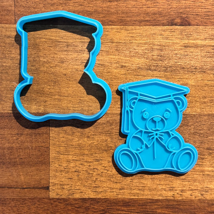 Graduation Teddy Bear Cookie Cutter and Embosser - 7cm x 6.2cm
