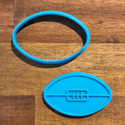 Football Cookie Cutter and Embosser - 5.3cm x 8.3cm