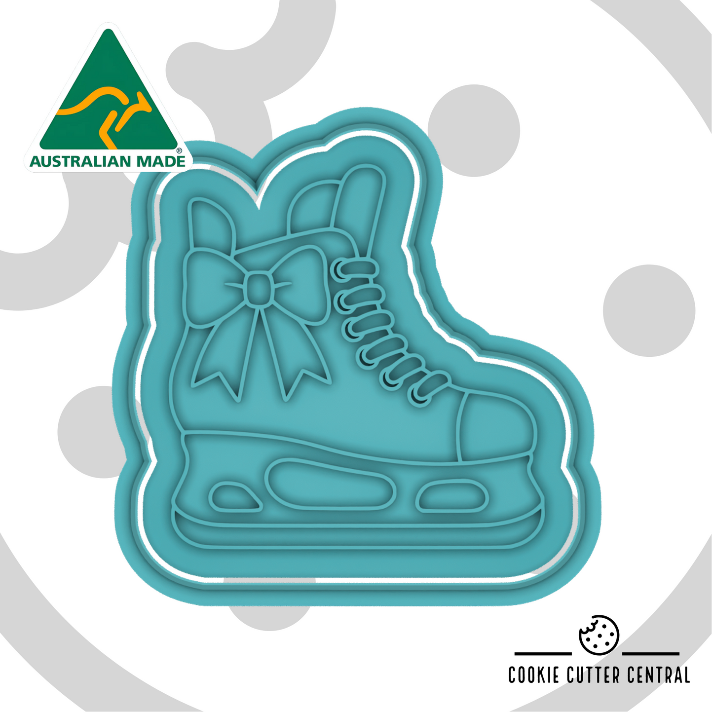 Ice Hockey Skate with Bow Cookie Cutter and Embosser - 7.8cm x 7.6cm