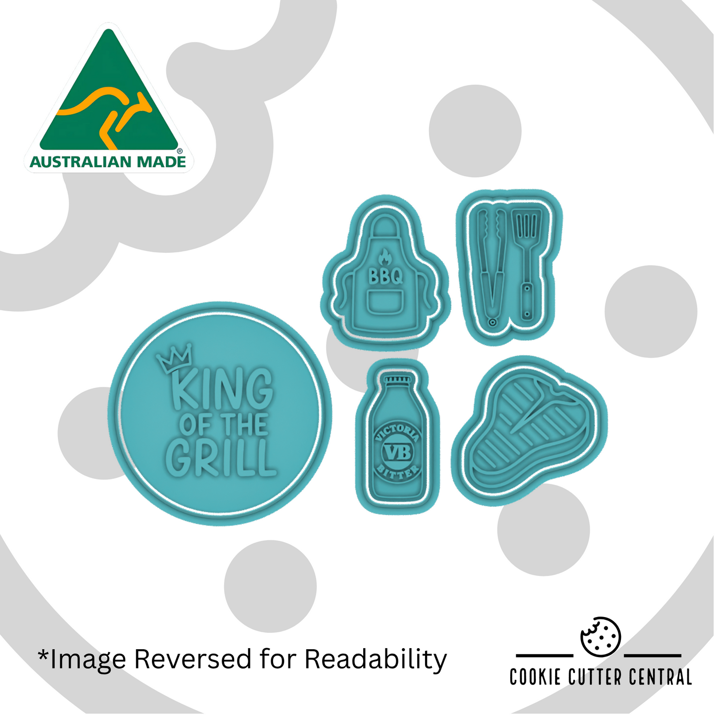 King of the Grill Cookie Cutter and Embosser set - 5 PC