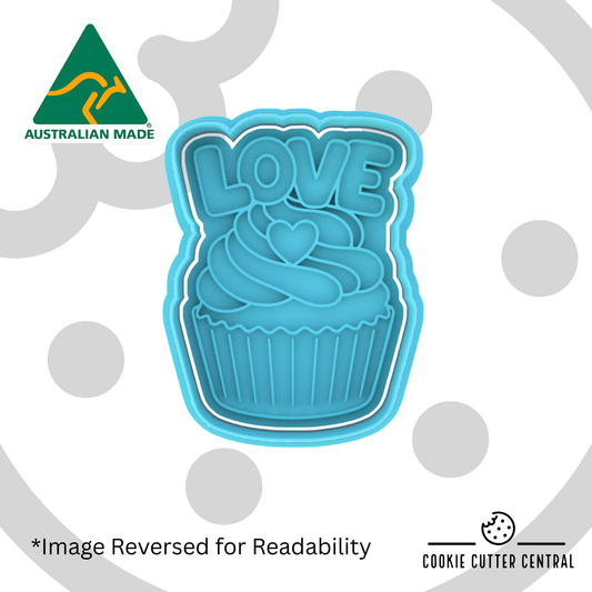 LOVE Cupcake Cookie Cutter and Embosser - 7.2cm x 5.3cm