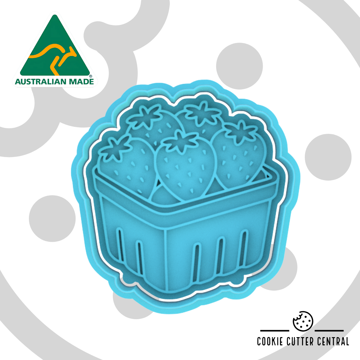 Punnet of Strawberries Cookie Cutter and Embosser - 6.7cm x 6.6cm