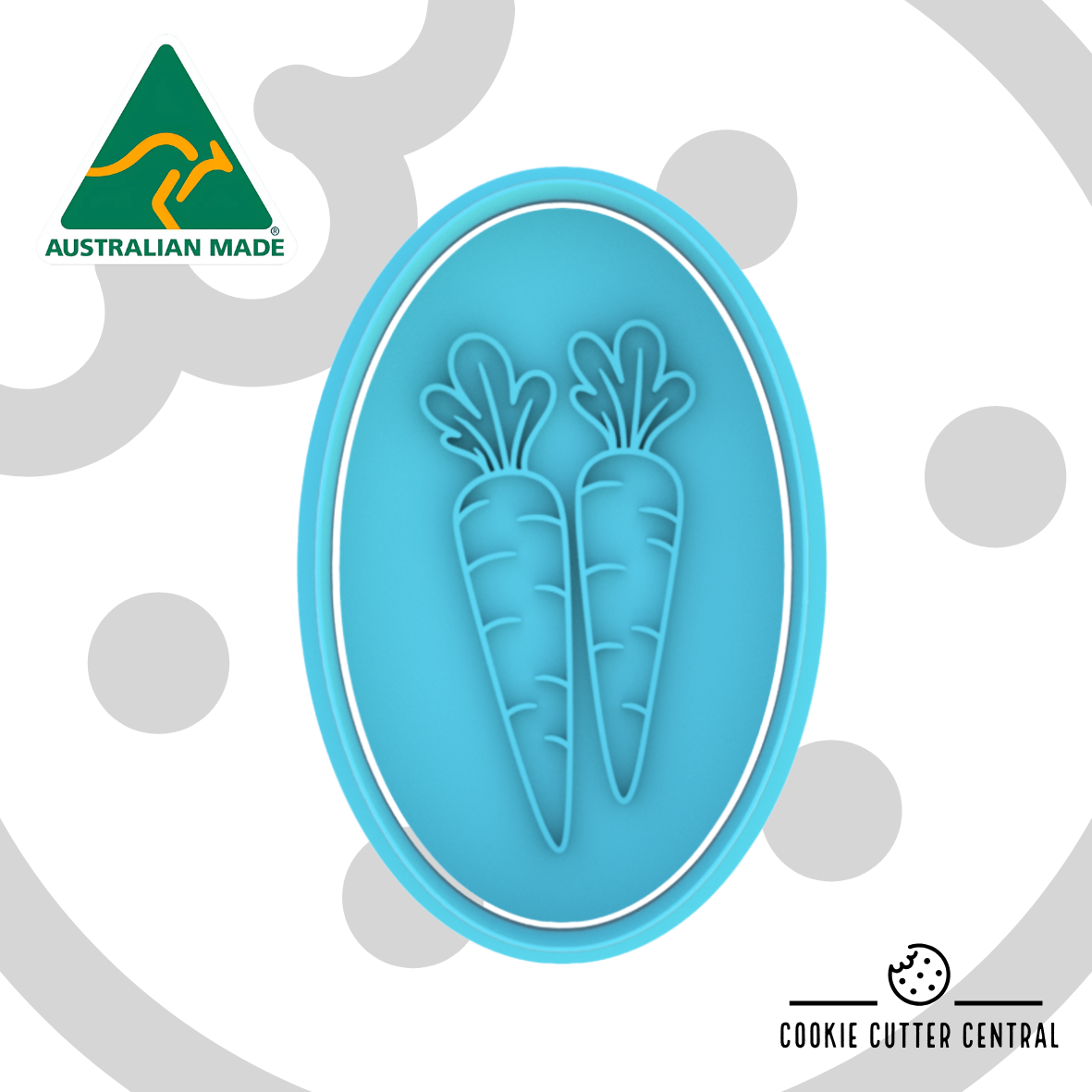 Carrots on Oval Shape Cookie Cutter and Embosser - 8.2cm x 5.1cm