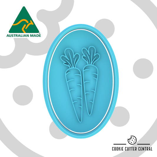 Carrots on Oval Shape Cookie Cutter and Embosser - 8.2cm x 5.1cm
