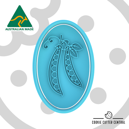 Snow Pea on Oval Shape Cookie Cutter and Embosser - 8.2cm x 5.1cm