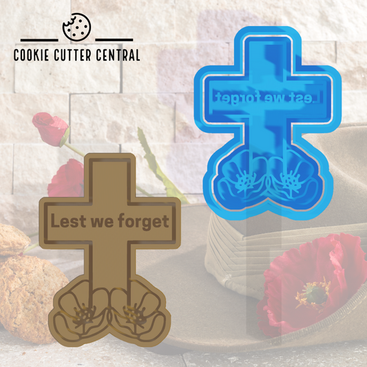 Lest we forget Cross and Poppy Cookie Cutter and Embosser 8.1cm x 5.9cm