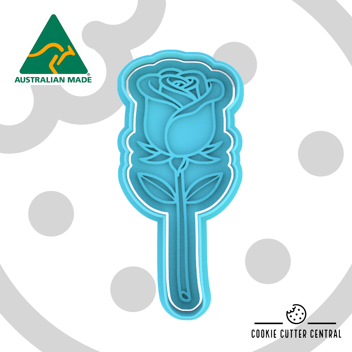 Long Stemmed Rose Cookie Cutter and Embosser - 11cm x 4.6cm