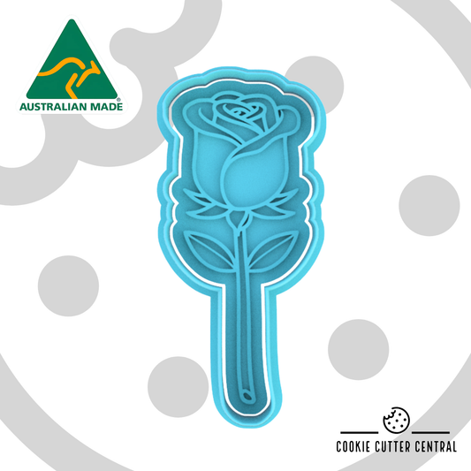 Long Stemmed Rose Cookie Cutter and Embosser - 11cm x 4.6cm