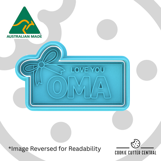 Oma with Bow Cookie Cutter and Embosser - 5cm x 8.8cm
