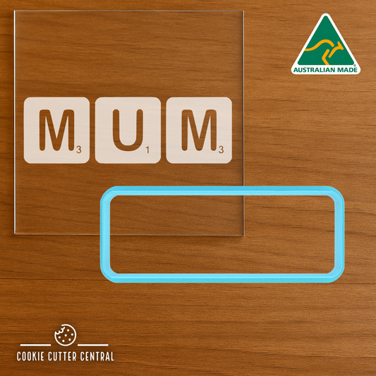 MUM Scrabble Tiles Cookie Cutter and Acrylic Debosser - 3.4cm x 9.8cm