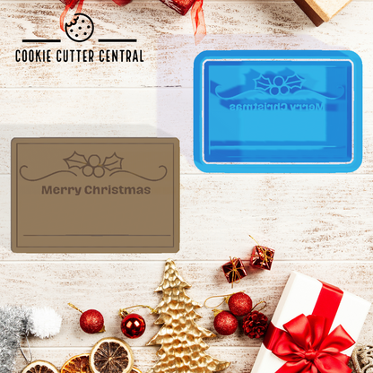 Merry Christmas Placecard Cookie Cutter and Embosser - 4.8cm x 7cm