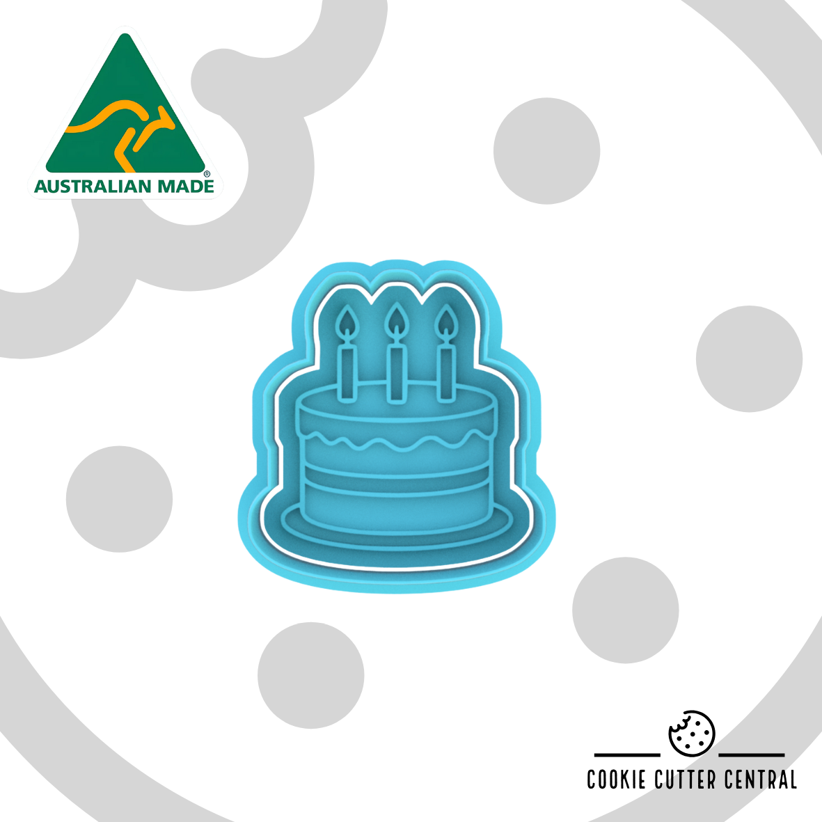 Mini Birthday Cake Cookie Cutter and Embosser - 5.2cm x 4.9cm