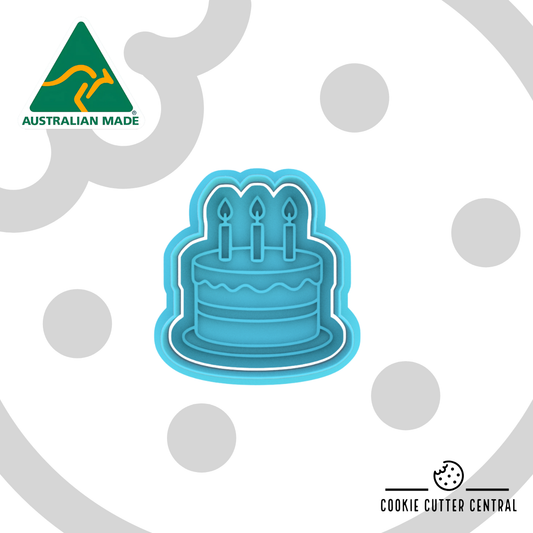 Mini Birthday Cake Cookie Cutter and Embosser - 5.2cm x 4.9cm