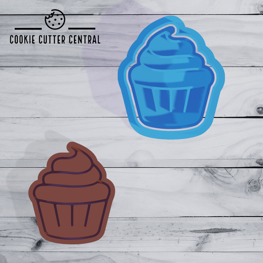 Mini Cupcake Cookie Cutter and Embosser - 5cm x 4.2cm