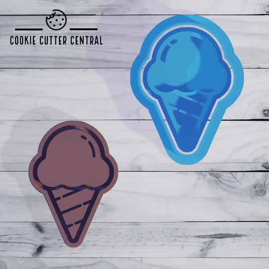 Mini Ice Cream Cookie Cutter and Embosser - 5cm x 3.5cm