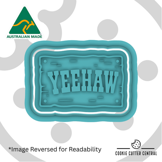 Mini Yeehaw Sign Cookie Cutter and Embosser -3.2cm x 4.8cm