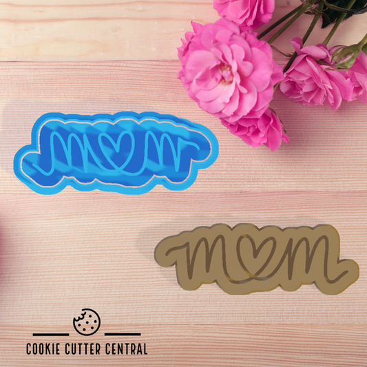 Mum with heart Cookie Cutter and Embosser - 3.8cm x 10.9cm