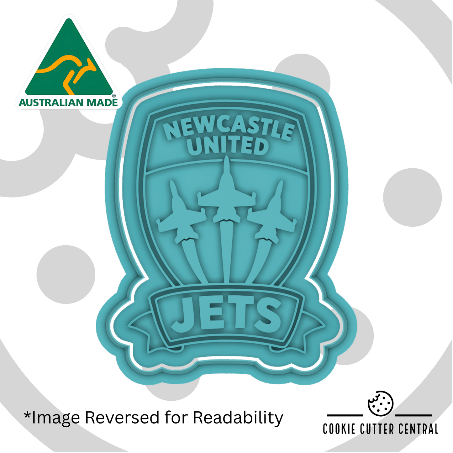 Newcastle Jets FC Cookie Cutter and Embosser - 8.1cm x 6.5cm