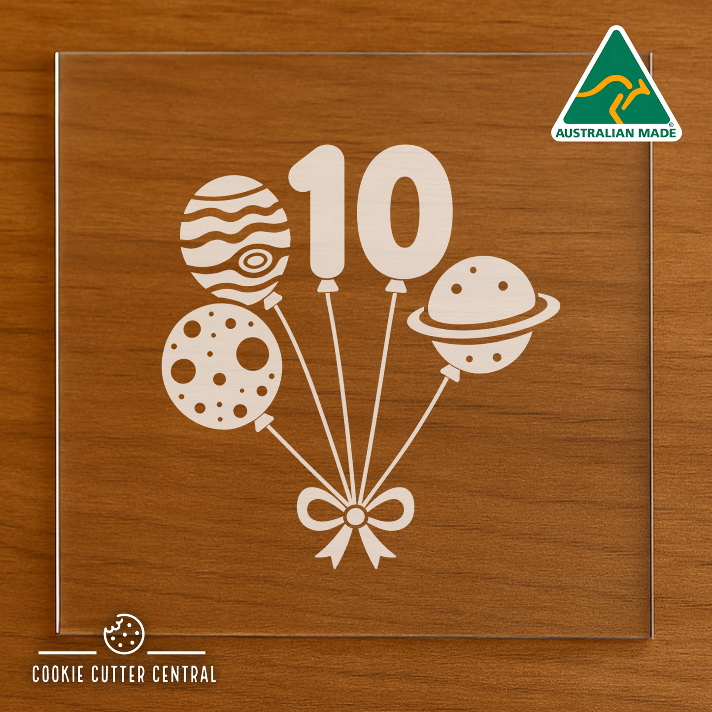 Number 10 - Space Balloons Cutter for Acrylic Debosser - 7.6cm x 7.2cm
