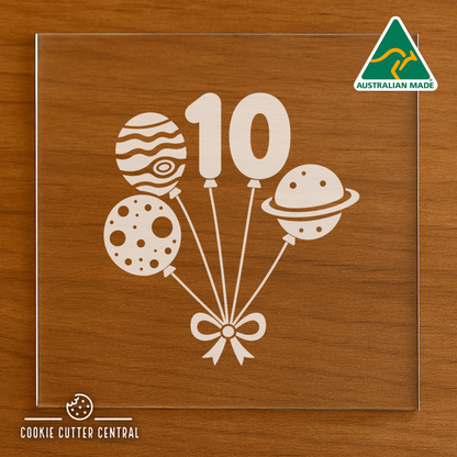 Number 10 - Space Balloons Cutter for Acrylic Debosser - 7.6cm x 7.2cm