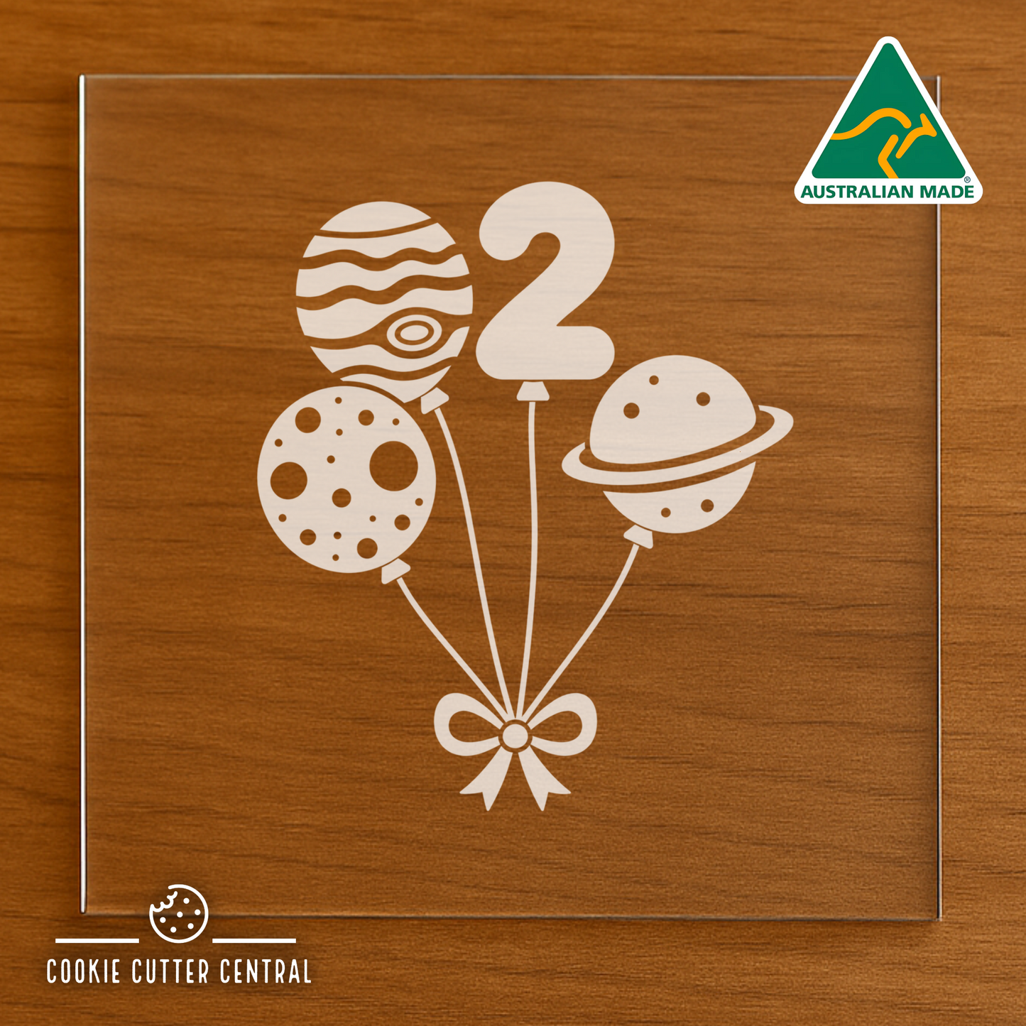Number 2 - Space Balloons Cutter and Acrylic Debosser - 8cm x 7cm