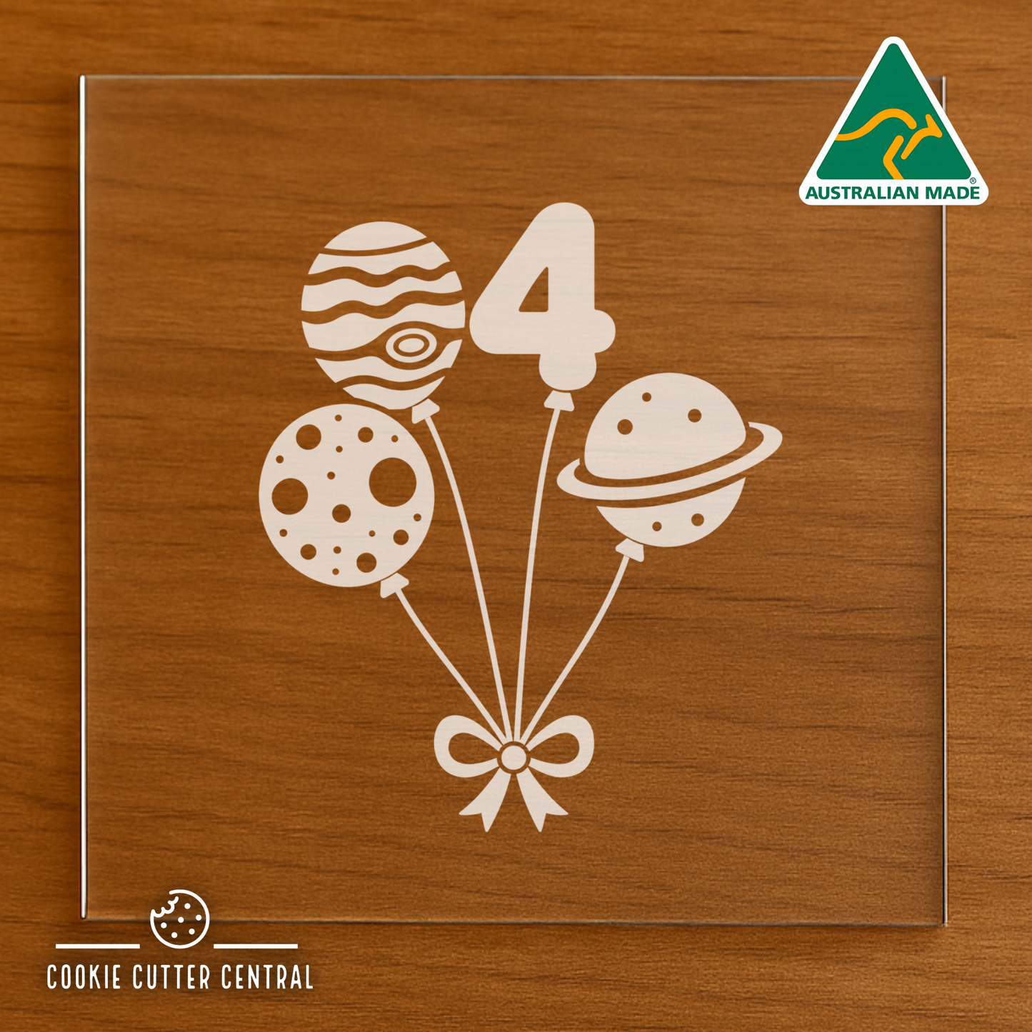 Number 4 - Space Balloons Cutter for Acrylic Debosser - 8.1cm x 6.9cm