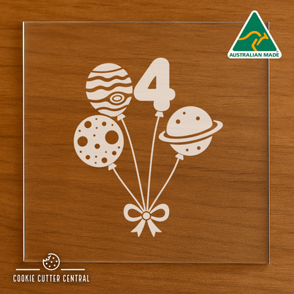 Number 4 - Space Balloons Cutter for Acrylic Debosser - 8.1cm x 6.9cm