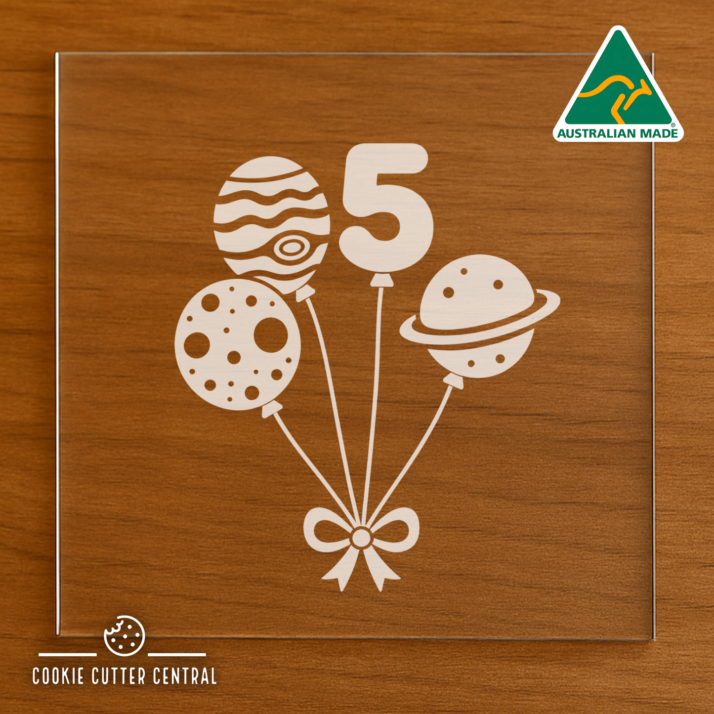 Number 5 - Space Balloons Cutter for Acrylic Debosser - 8cm x 7cm